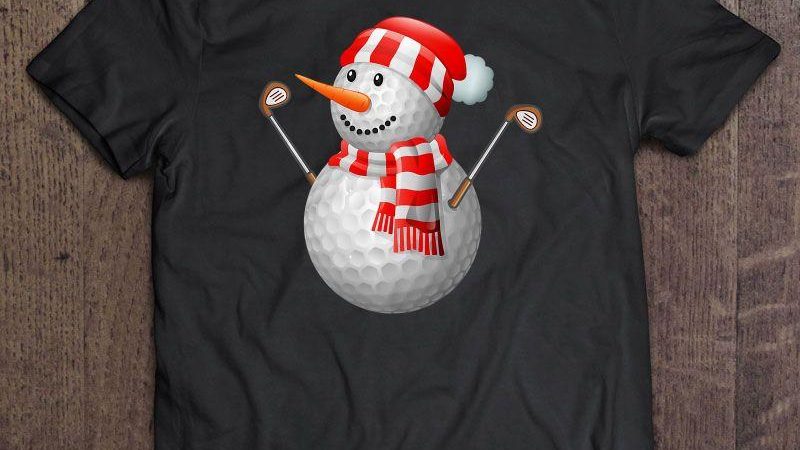 Golf Ball Snowman Santa Christmas2 TShirt